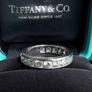 $11,100 Tiffany Co Platinum 1.80ct Diamond 4mm Full Eternity Wedding Band Ring 4